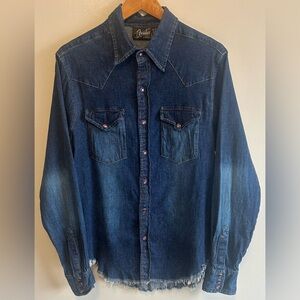 Vintage Da Vinci Fender Collection Shirt Mens Denim Purple Pearl Snap Size M